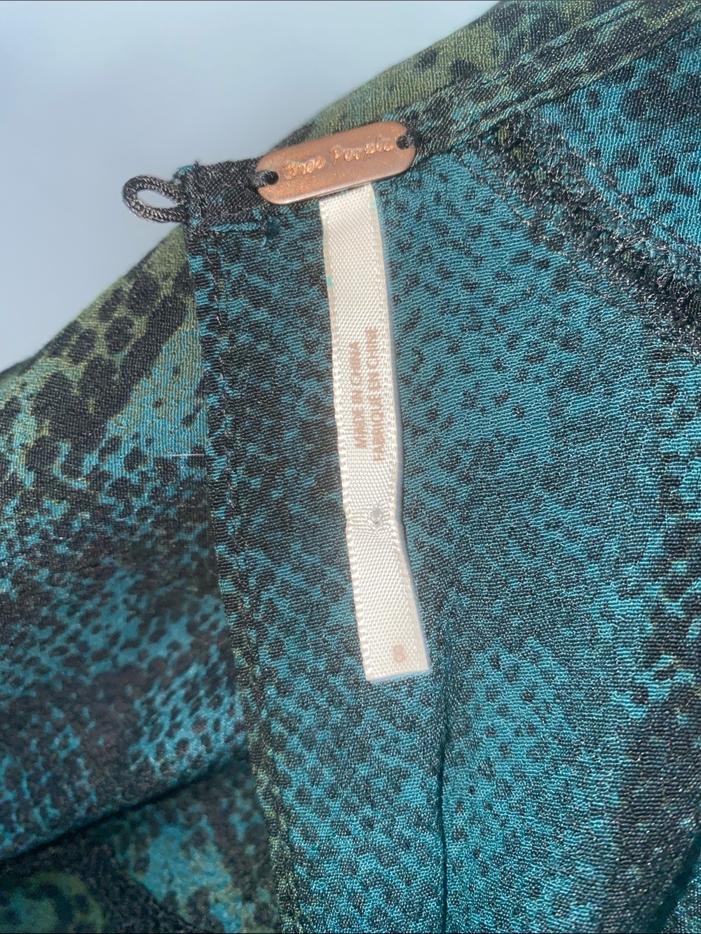 Free People Teal and Black Patterned V-Neck Maxi Dress - Picture 2 of 5